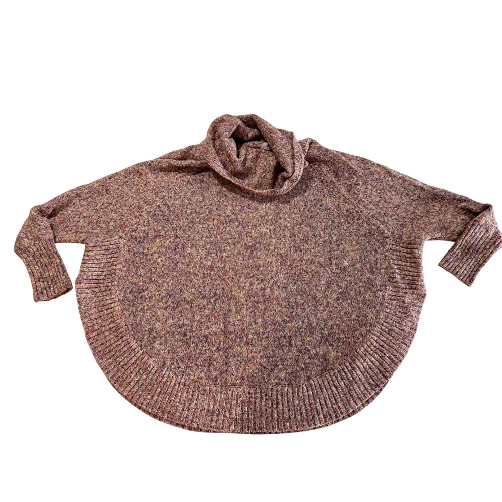 Leo & Nicole Women Pink Multi Space Dye Cowl Neck Oversized Sweater SF56494P M